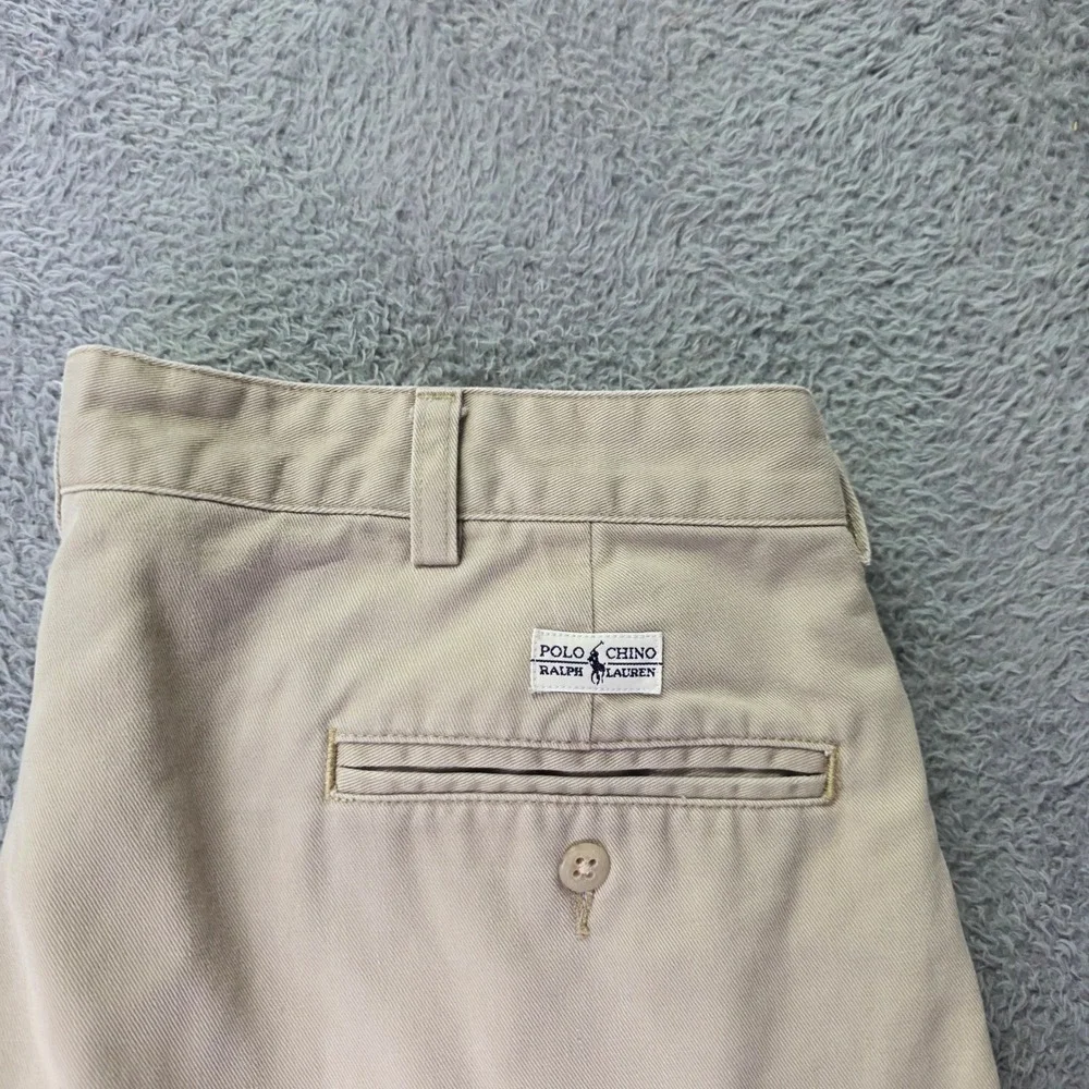 Polo Ralph Lauren Mens 36x30 Chino Pants Tan Khaki Double Pleated Relaxed Fit